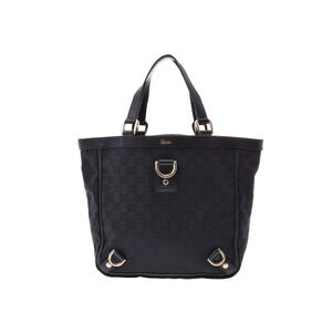 Gucci GG black canvas leather handbag